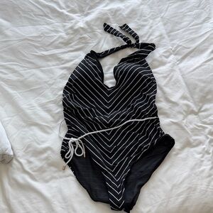 Sea Level Australia Black and White Stripe One-Piece Swimsuit
